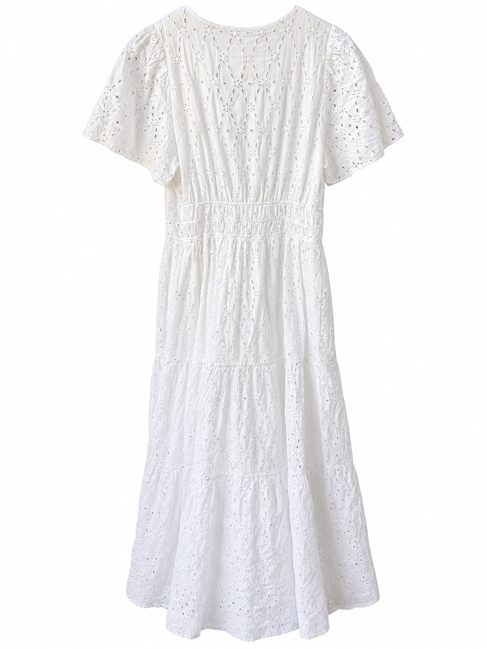Anthropologie Maeve White Eyelet Midi Dress XL Fall Wedding Guest - Picture 3 of 3